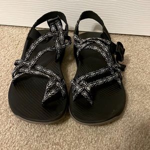 Black and white chacos